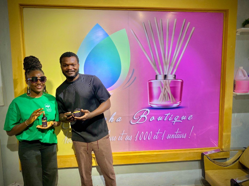 Beauty boutique product showcase with founders